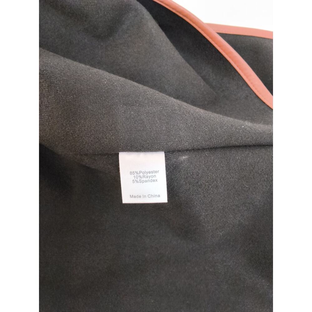 Tuckernuck Piper Poncho One Size Black Funnel Neck Leather Trim #W4829 - Picture 7 of 9